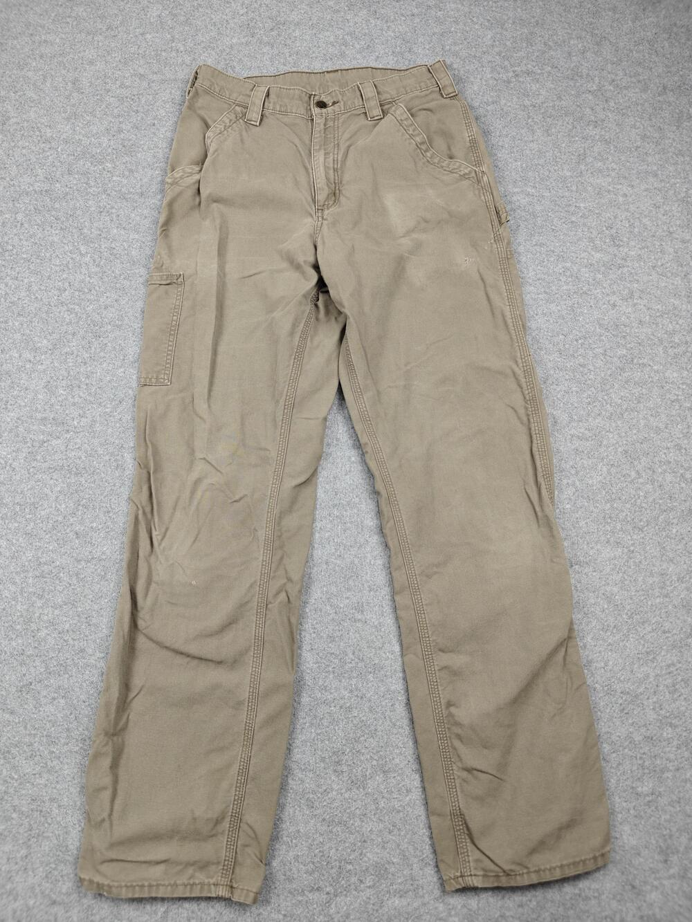 Carhartt Pants Mens 31x34 Beige Cargo Loose Original Fit Canvas Workwear Pockets